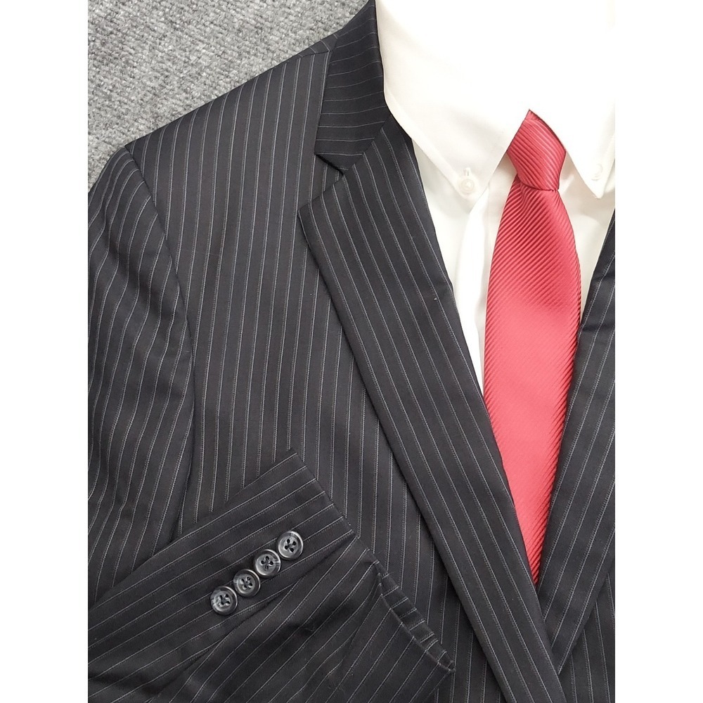 John Varvatos USA Jacket Blazer 40 L Blue Pinstripe Wool Cashmere Single Needle